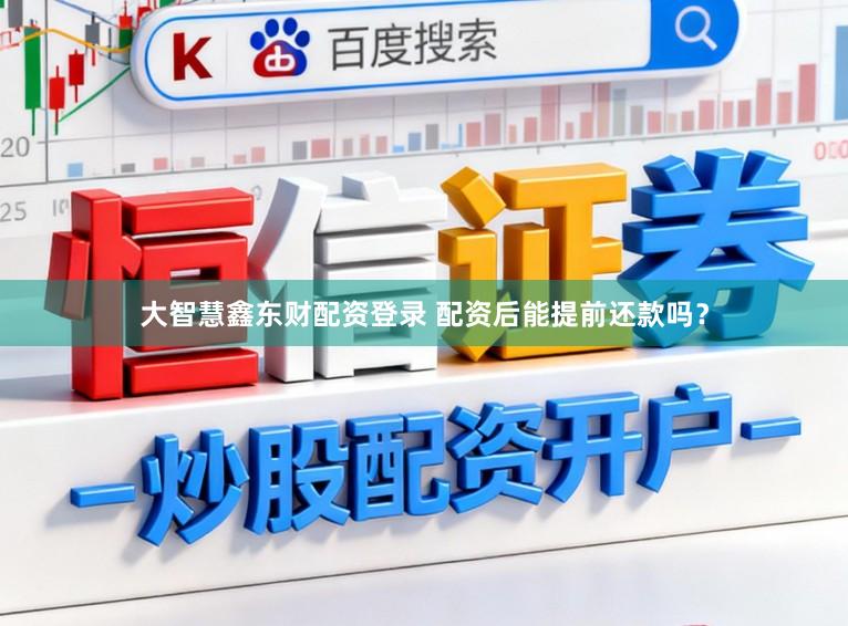 大智慧鑫东财配资登录 配资后能提前还款吗？